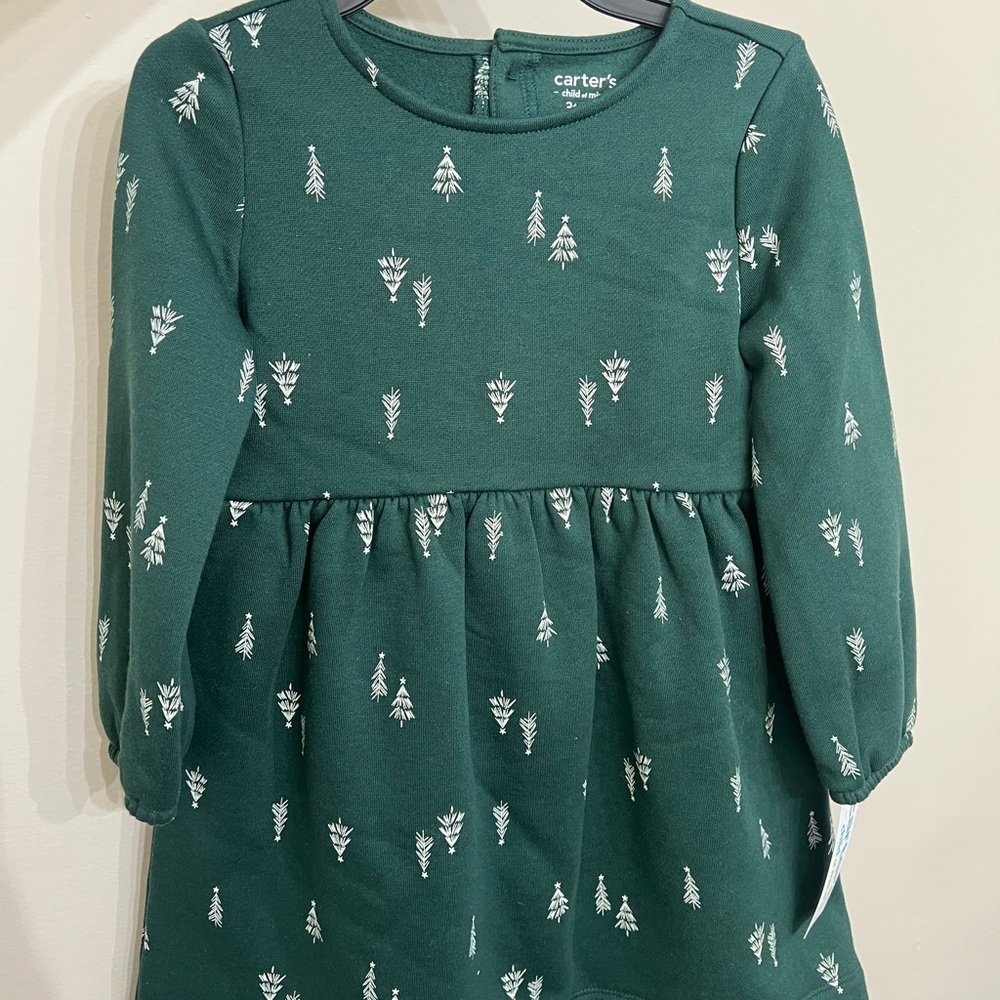SOLD- Carter’s Child of Mine Toddler Green Christmas Dress